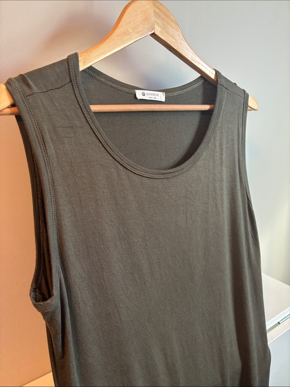 Sleeveless Ruched Tank Dress - Olive Green - Picture 4 of 4